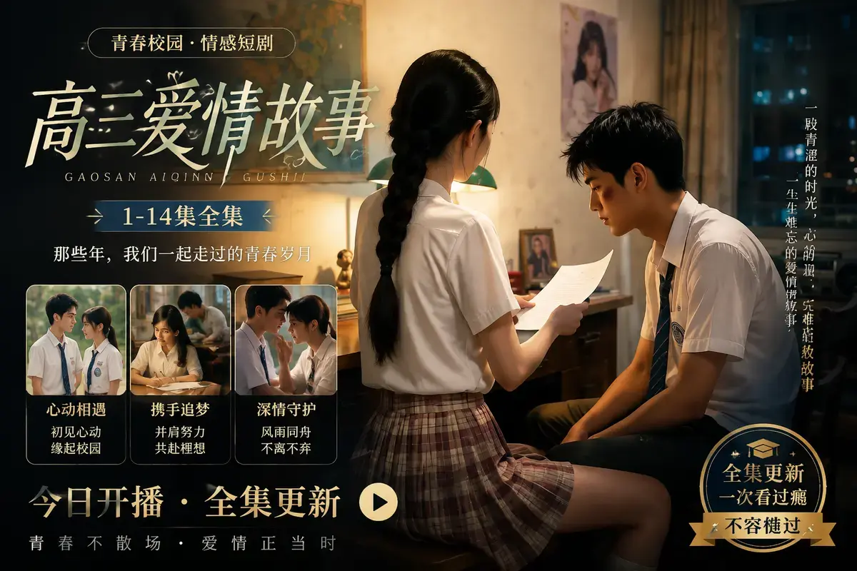 《AI 短剧高三爱情故事》高清完整版在线观看 林澈苏晚晴校园恋曲初见心动误会虐心毕业告白 高三爱情故事中字无删减版全集资源免费分享